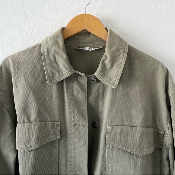 Zara Green Cropped Boxy Denim Jacket - Picture 6 of 13